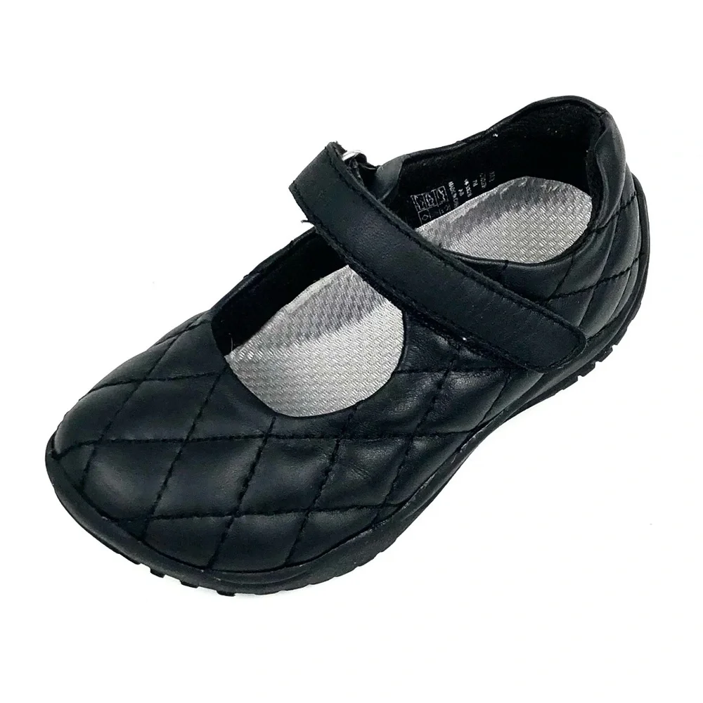 LandsEnd Toddler Black Quilted Leather Mary Jane 7
